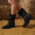 MITTELHOHE DAMEN-MOTORRADSTIEFEL MIT QUADRATISCHER ZEHENFORM UND SCHNALLEN, BIKERSTIEFEL MIT NIEDRIGEM BLOCKABSATZ